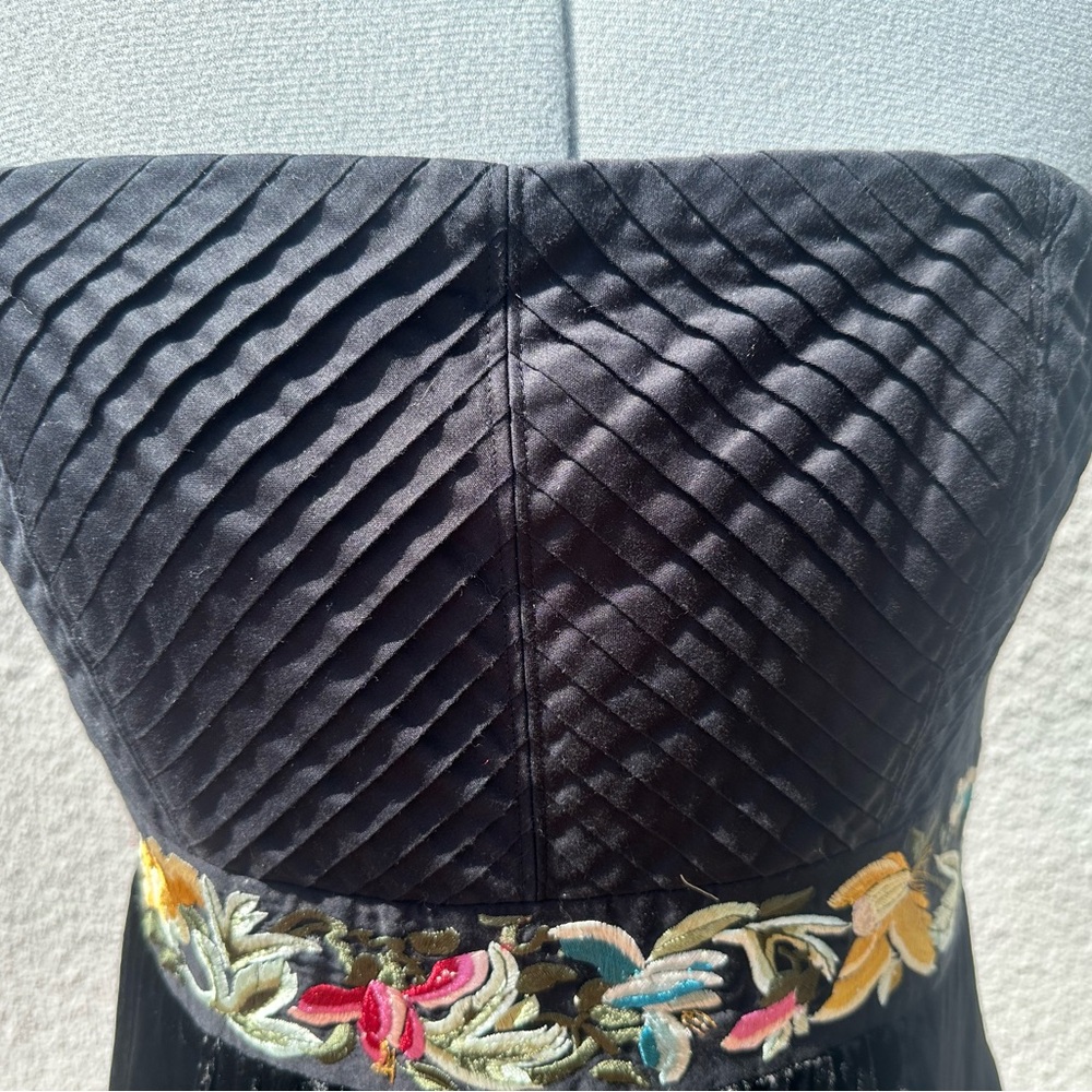 Saja Floreat From Anthro Strapless Velvet Embroidered Dress - Picture 3 of 9